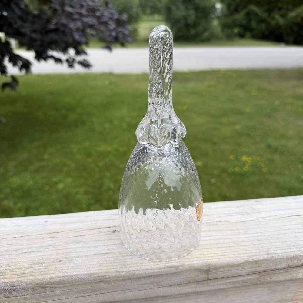 Vintage Orleans Hand Made Japan Clear Art Glass Bell Seeded Bubble Glass 7.5"